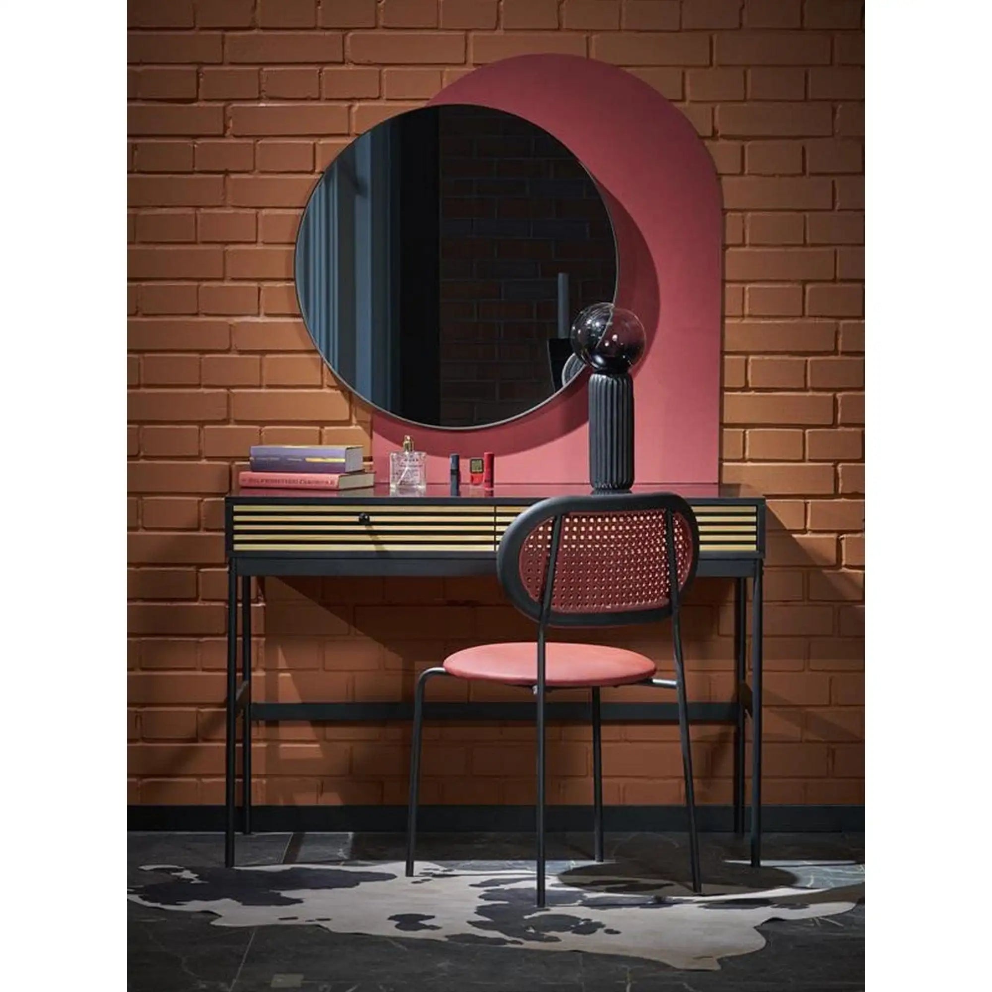 Oglinda PATINA, negru, 70x70 cm