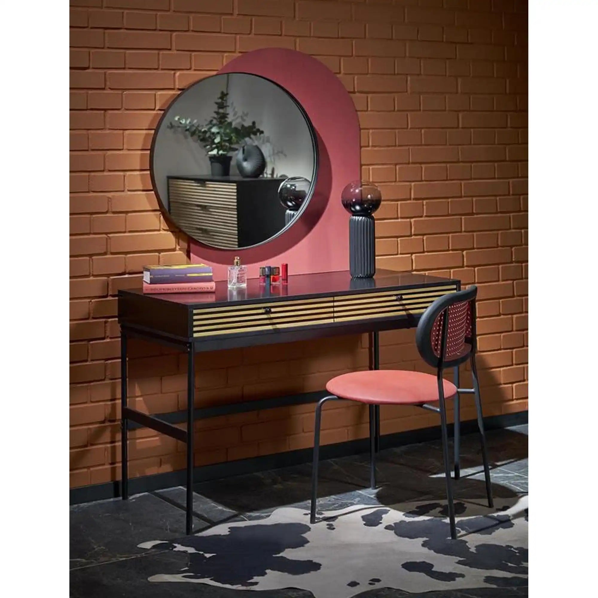 Oglinda PATINA, negru, 70x70 cm