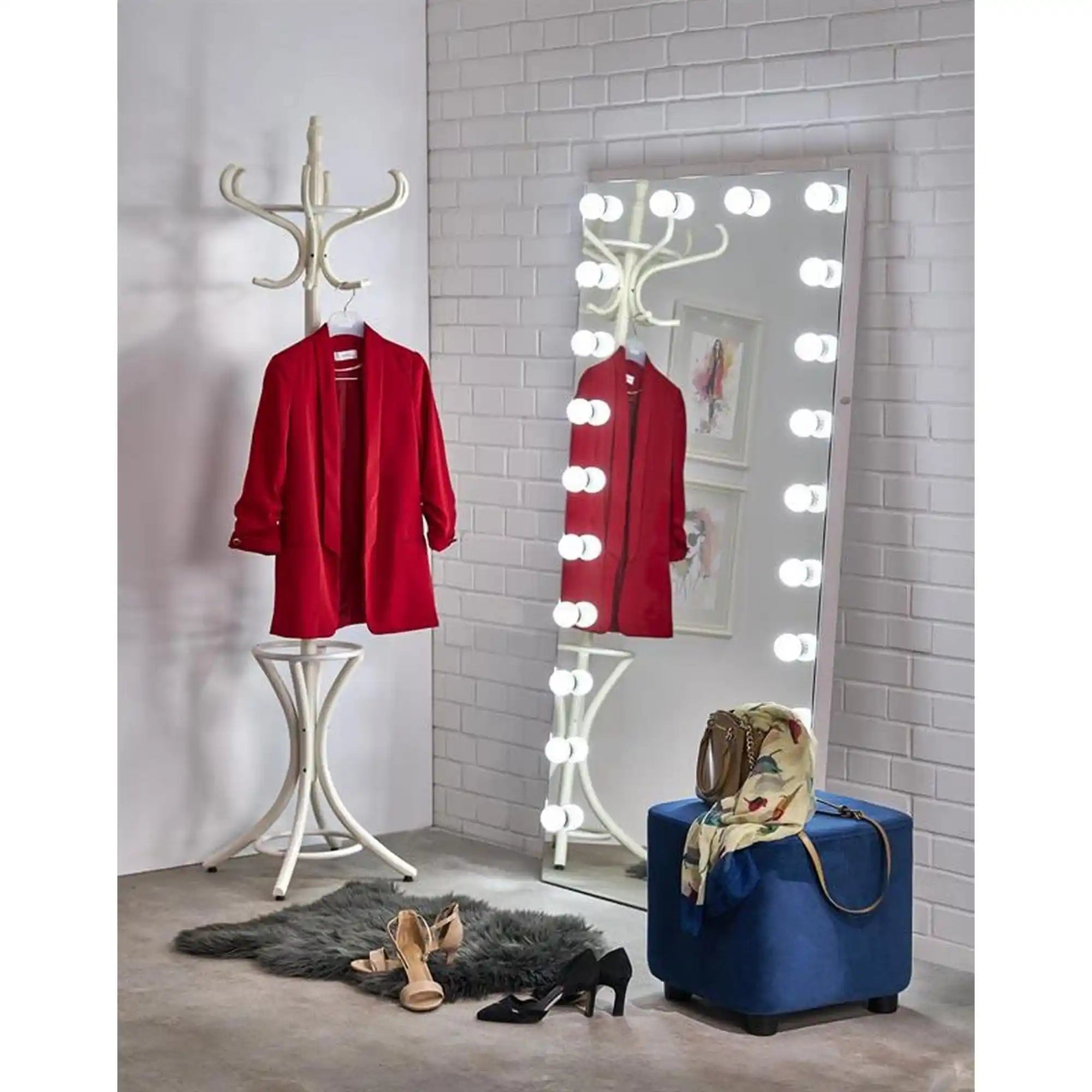 Oglinda PEARL, argintiu, cu iluminare LED, 87x170 cm