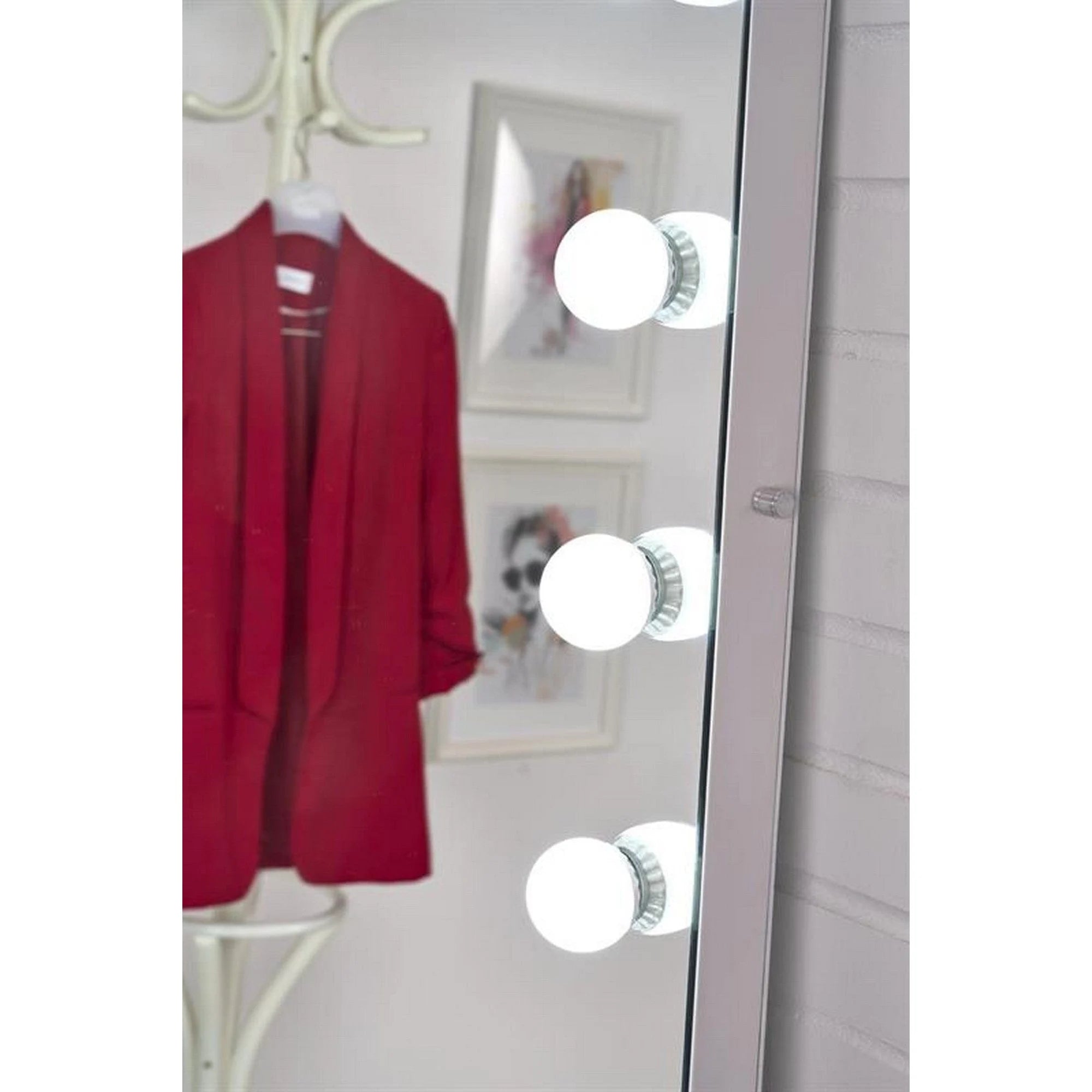 Oglinda PEARL, argintiu, cu iluminare LED, 87x170 cm