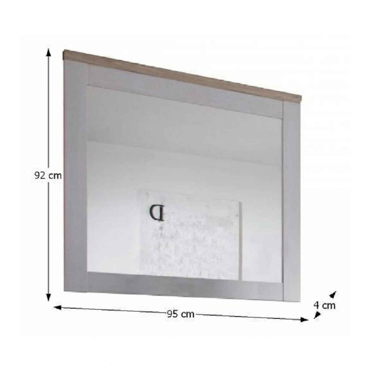 Oglinda PROVENSAL, stejar San Remo/alb, PAL infoliat, 95x4x92 cm