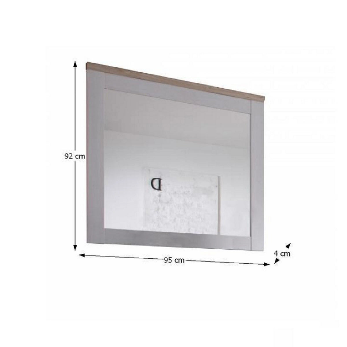 Oglinda PROVENSAL, stejar San Remo/alb, PAL infoliat, 95x4x92 cm