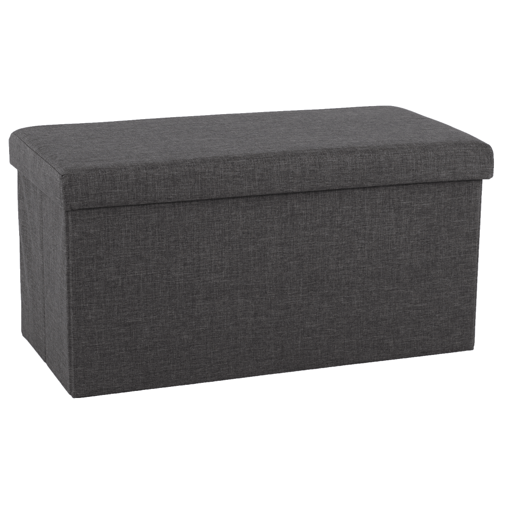 Taburet pliabil ORELIA, stofa clasica gri inchis, cu spatiu depozitare, 76x38x38 cm