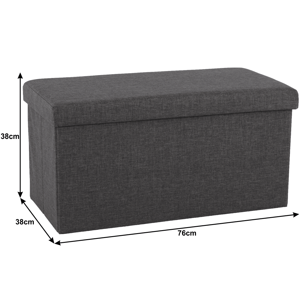 Taburet pliabil ORELIA, stofa clasica gri inchis, cu spatiu depozitare, 76x38x38 cm