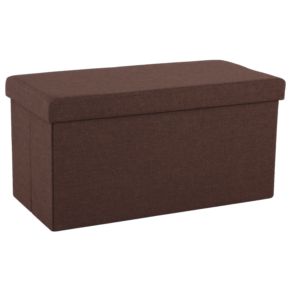 Taburet pliabil ORELIA, stofa clasica maro, cu spatiu depozitare, 76x38x38 cm