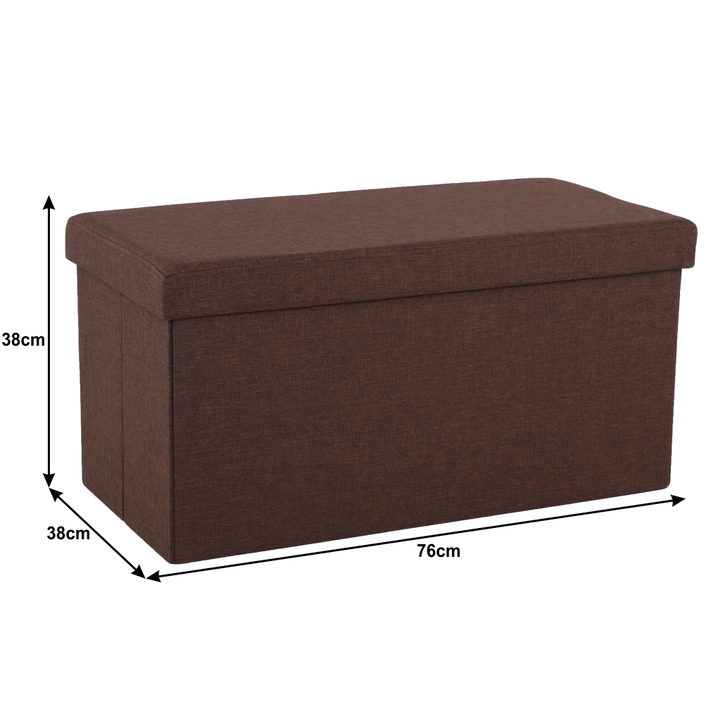 Taburet pliabil ORELIA, stofa clasica maro, cu spatiu depozitare, 76x38x38 cm