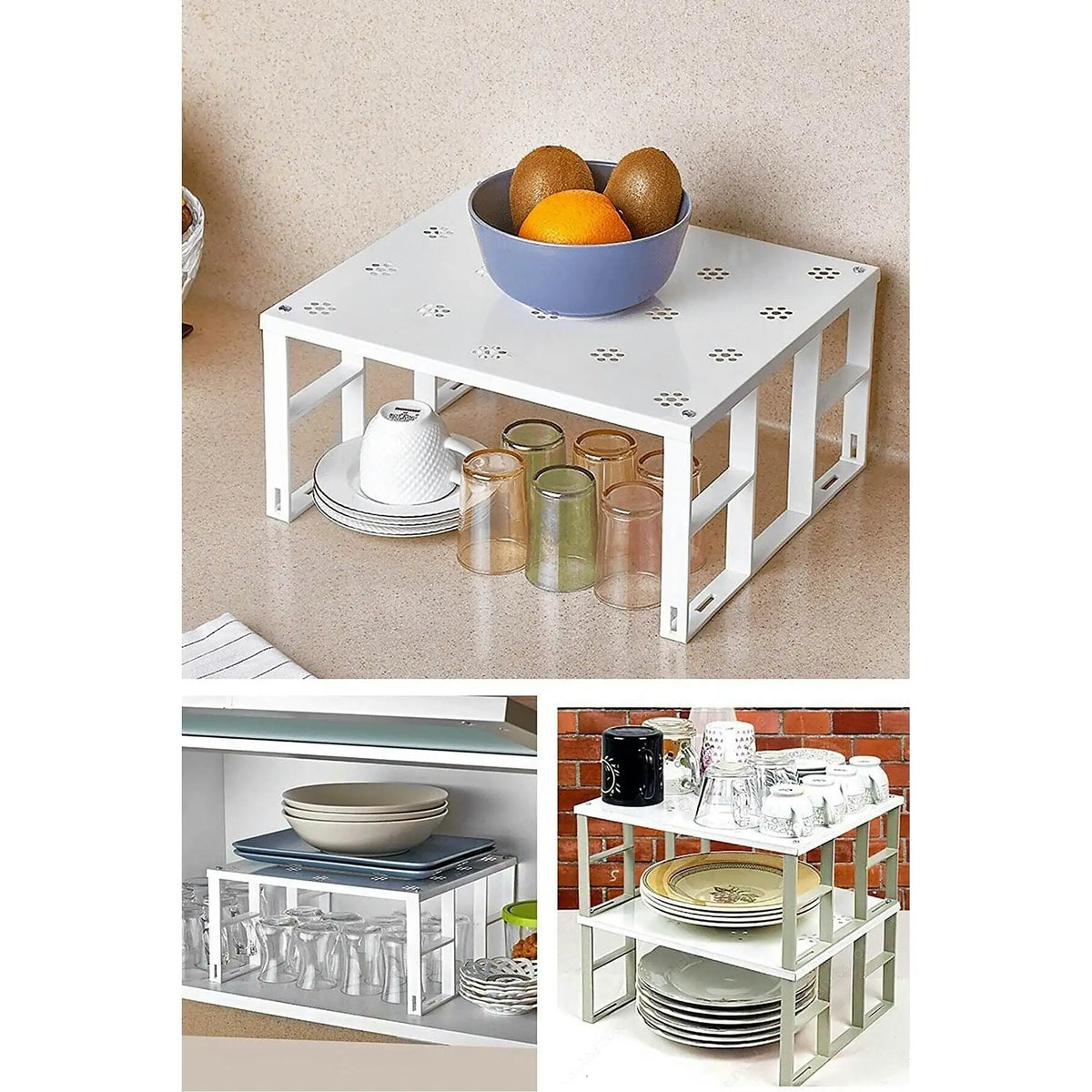 Organizator bucatarie 8100, alb, metal/plastic, 32x28x15 cm