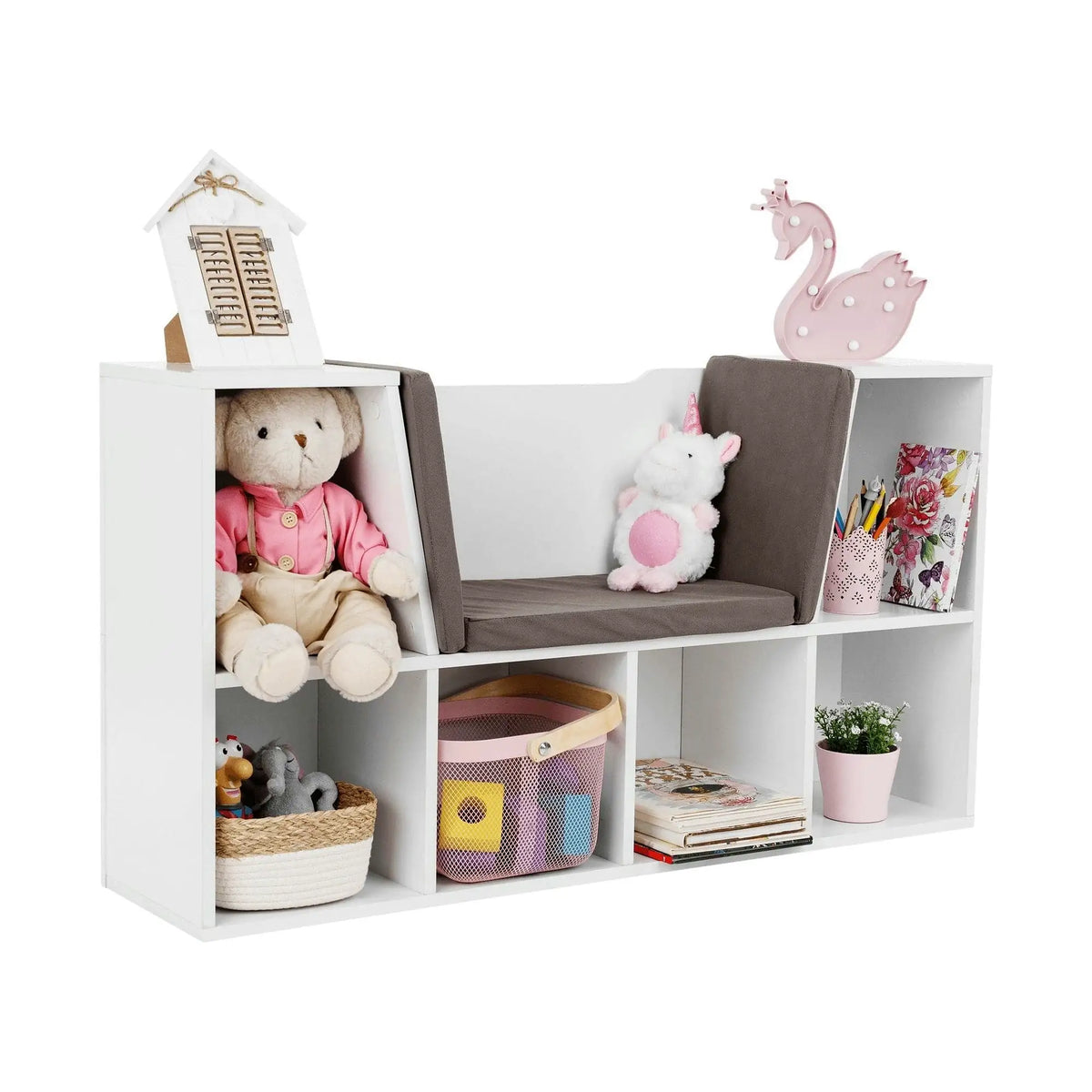 Organizator FERIA, DTD laminat, alb/maro, 112x27x61 cm