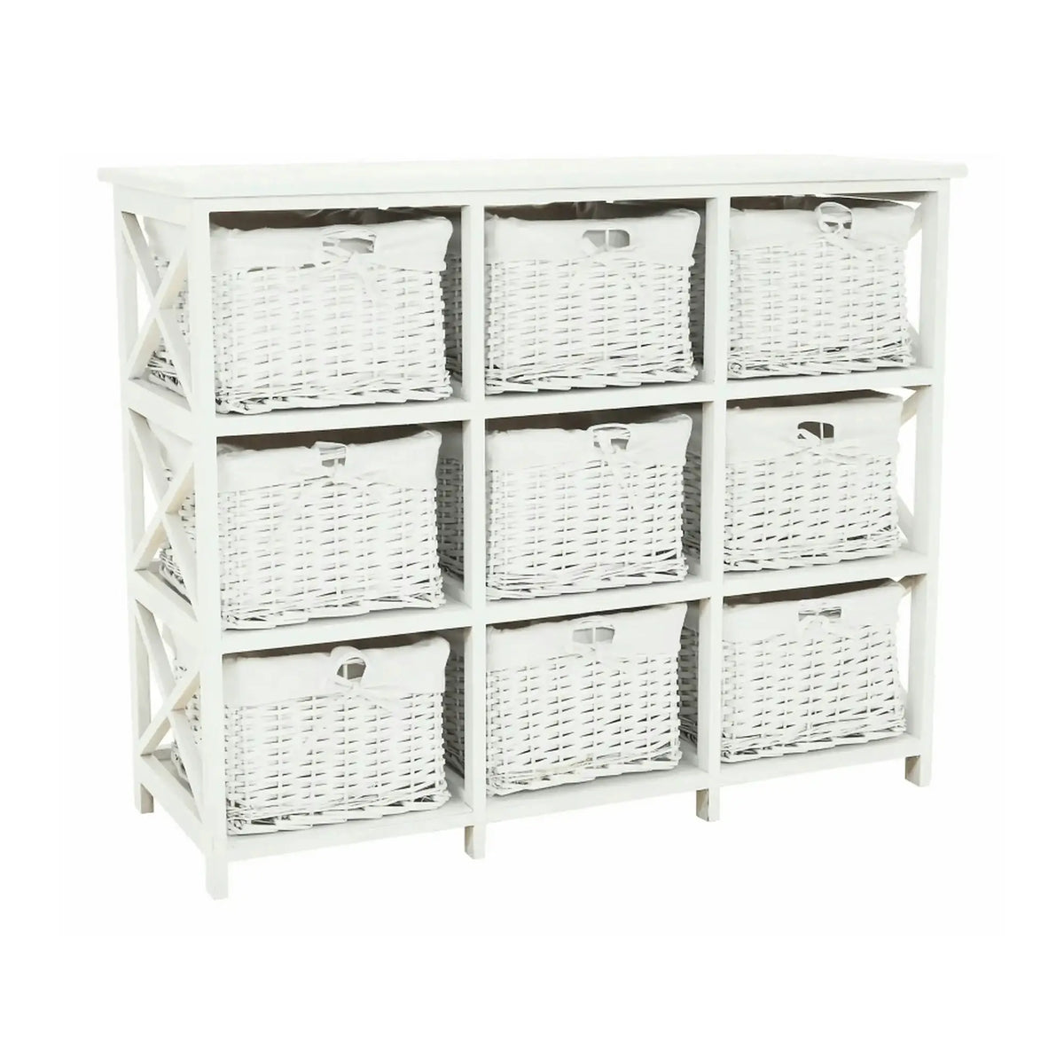 Organizator RAFAELLO 9, alb, material textil/lemn, 94x37x76 cm