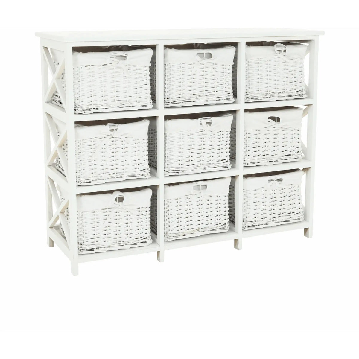 Organizator RAFAELLO 9, alb, material textil/lemn, 94x37x76 cm