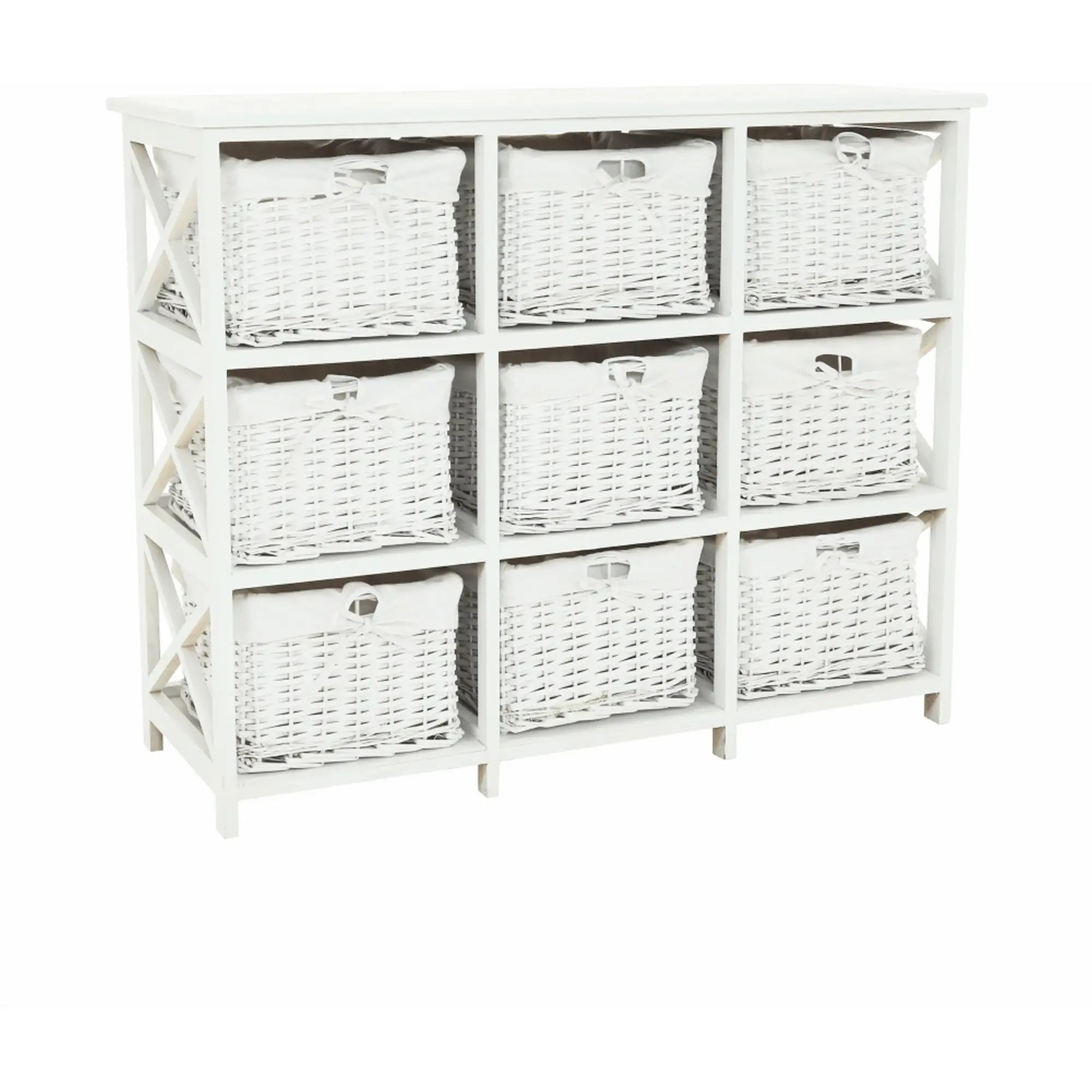 Organizator RAFAELLO 9, alb, material textil/lemn, 94x37x76 cm