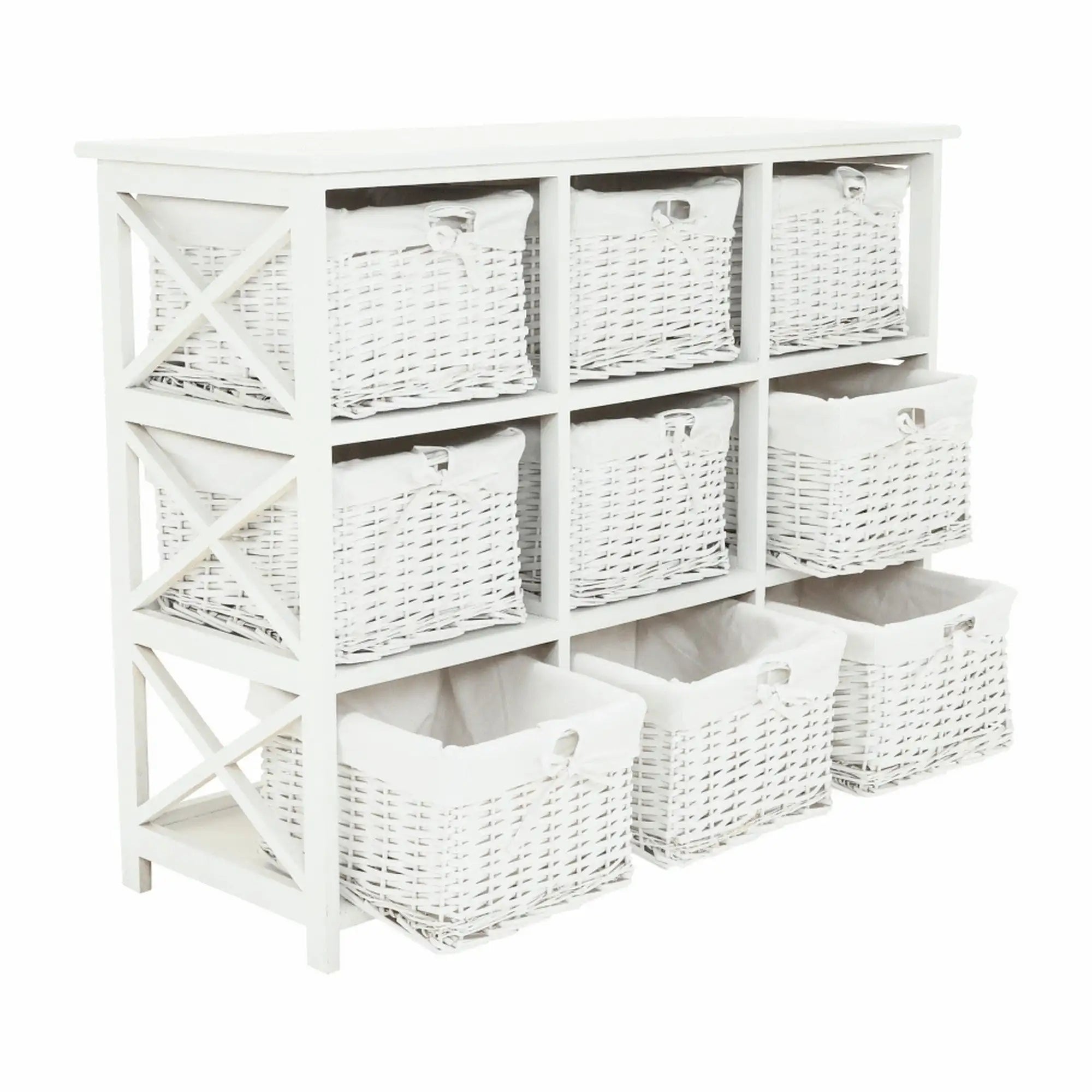 Organizator RAFAELLO 9, alb, material textil/lemn, 94x37x76 cm