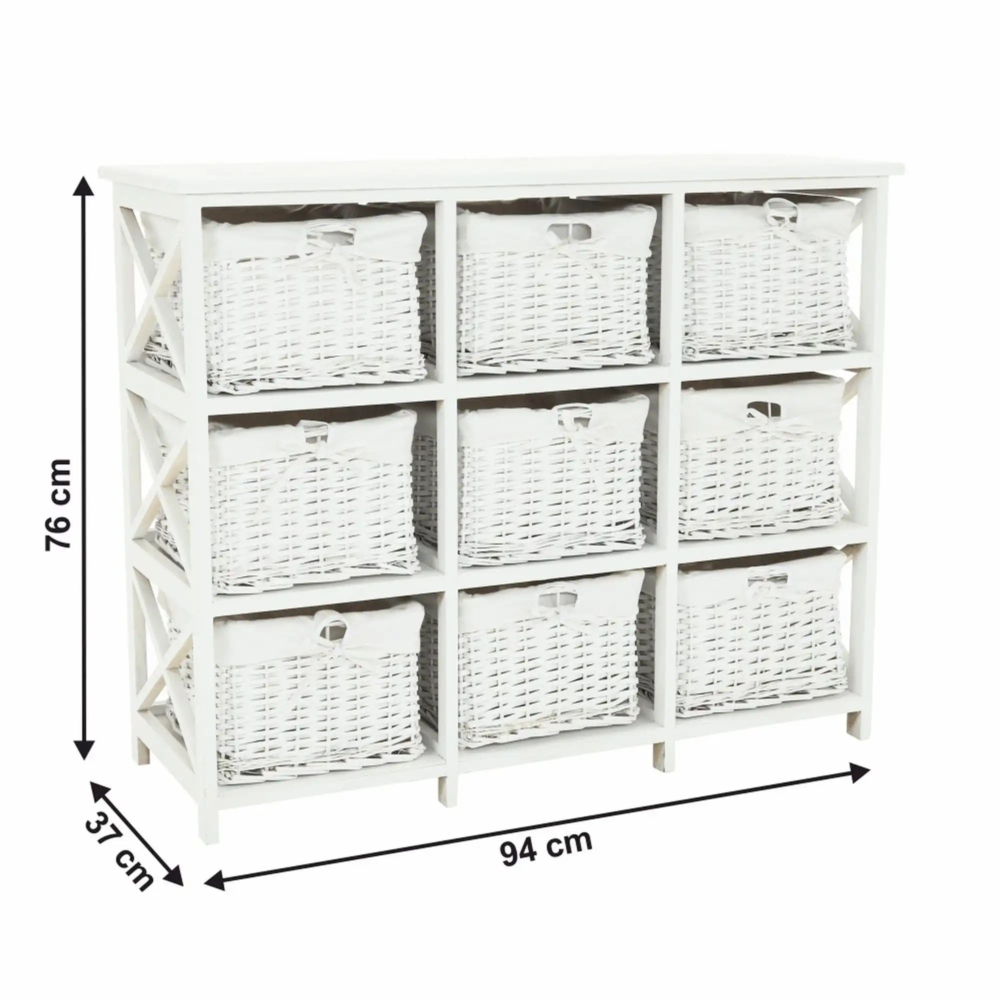 Organizator RAFAELLO 9, alb, material textil/lemn, 94x37x76 cm