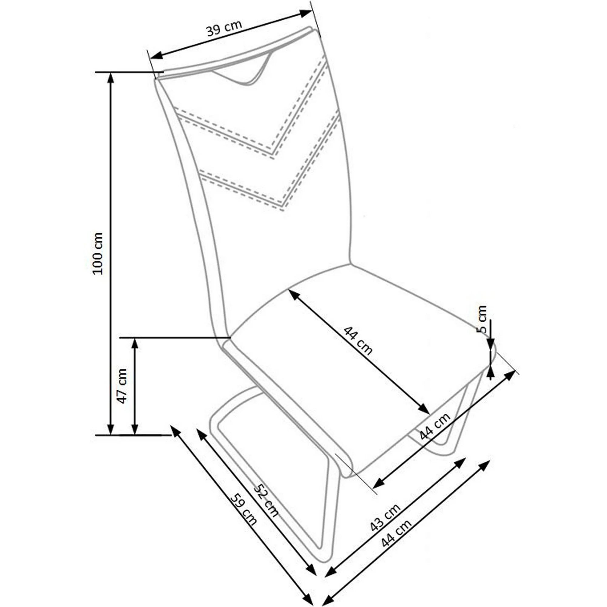 Scaun tapitat K224, negru/crom, piele ecologica/metal, 44X54X100 CM