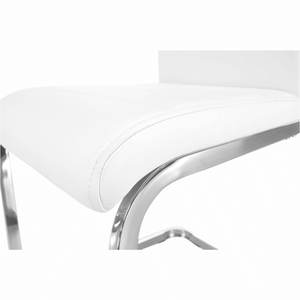 Scaun VATENA, alb/crom, piele ecologica/metal, 42x56x99 cm