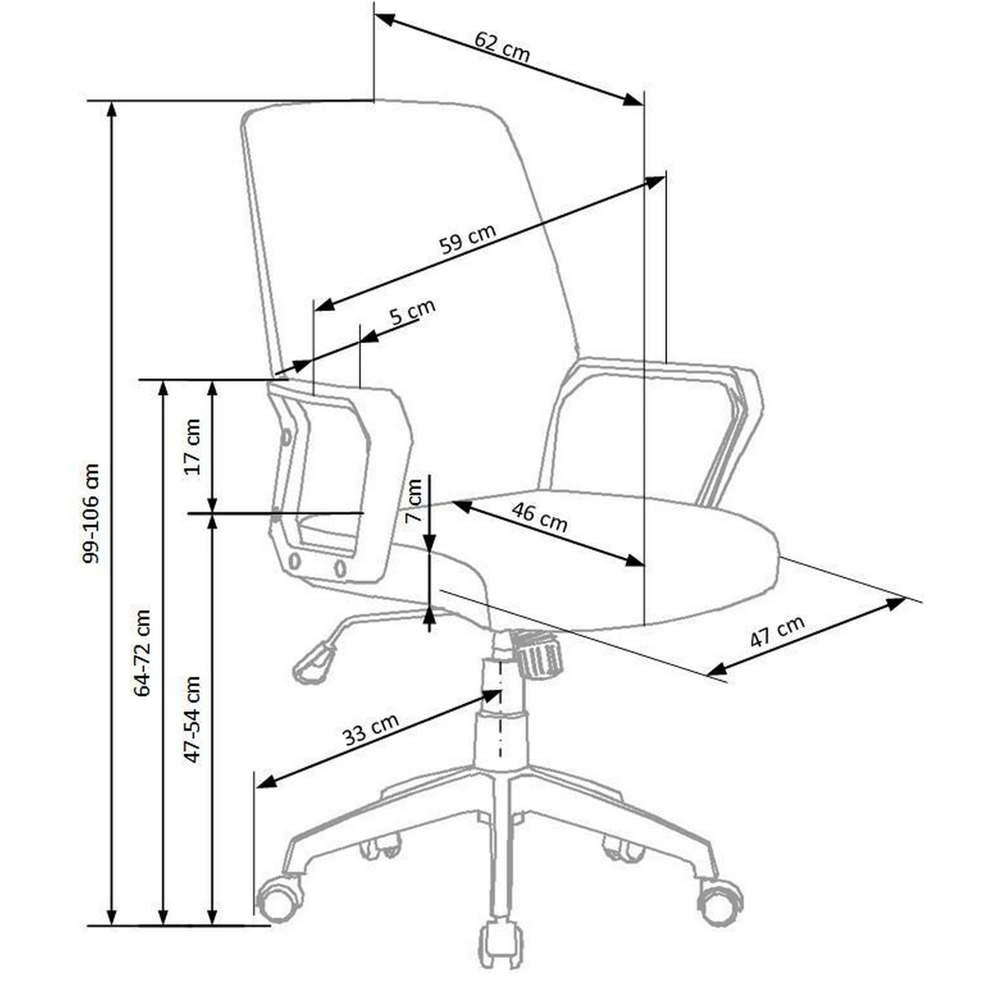 Scaun de birou SPIN 2, grej/alb, stofa clasica/metal, 59x62x99/106 cm