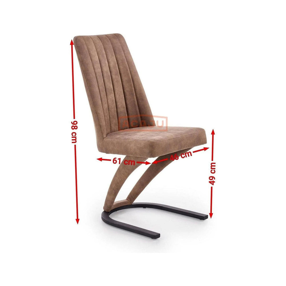Scaun dining maro K338, maro/negru, piele ecologica/metal, 46X61X98 CM