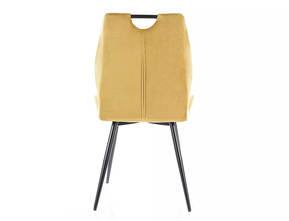 Scaun tapitat ARCO, galben/negru, stofa/metal, 52x44x92 cm
