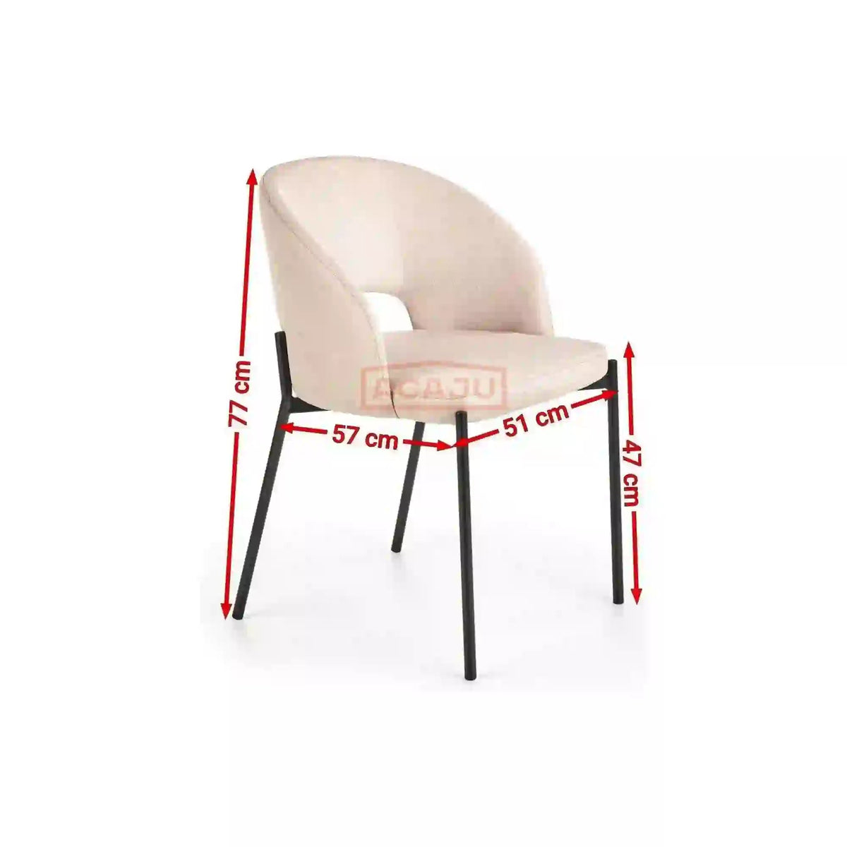 Scaun tapitat stofa clasica K373, gri/negru, 51x57x77 cm