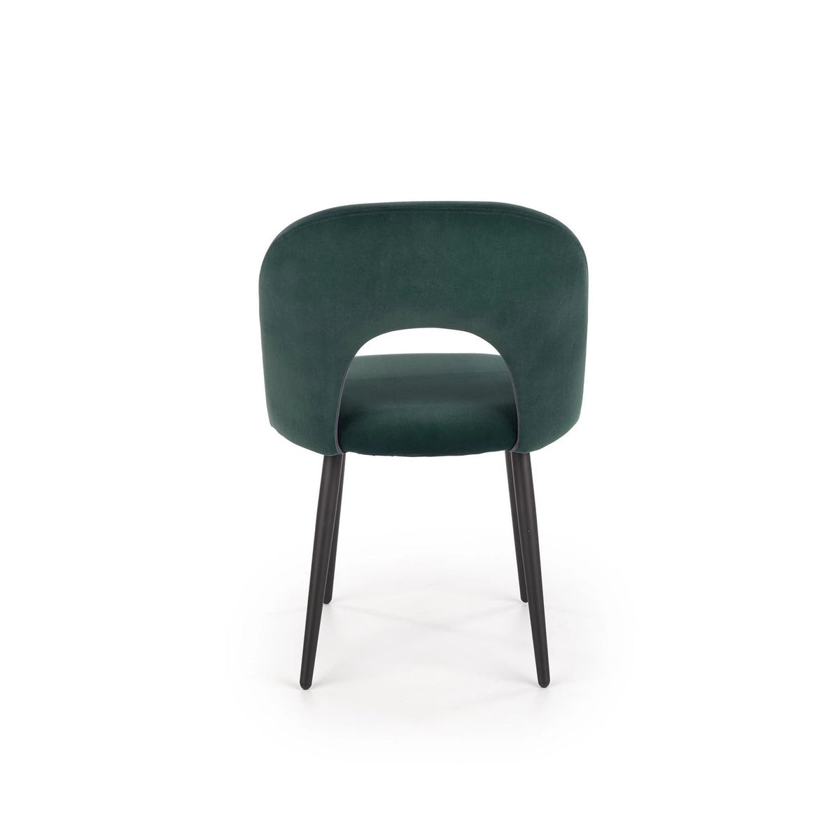 Scaun tapitat K384, verde/negru, stofa catifelata/metal, 54x57x84 cm