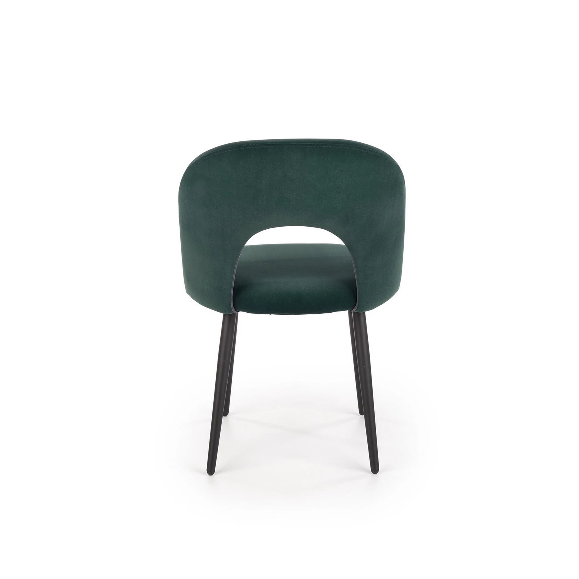 Scaun tapitat K384, verde/negru, stofa catifelata/metal, 54x57x84 cm