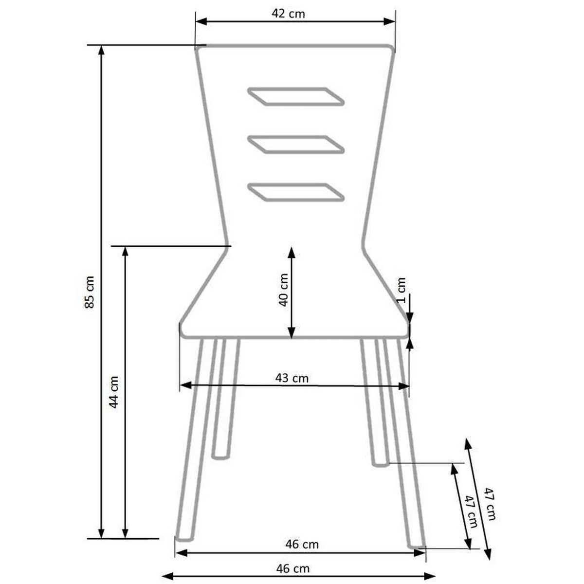 Scaun K155, alb/crom, placaj indoit/metal, 43x47x85 cm