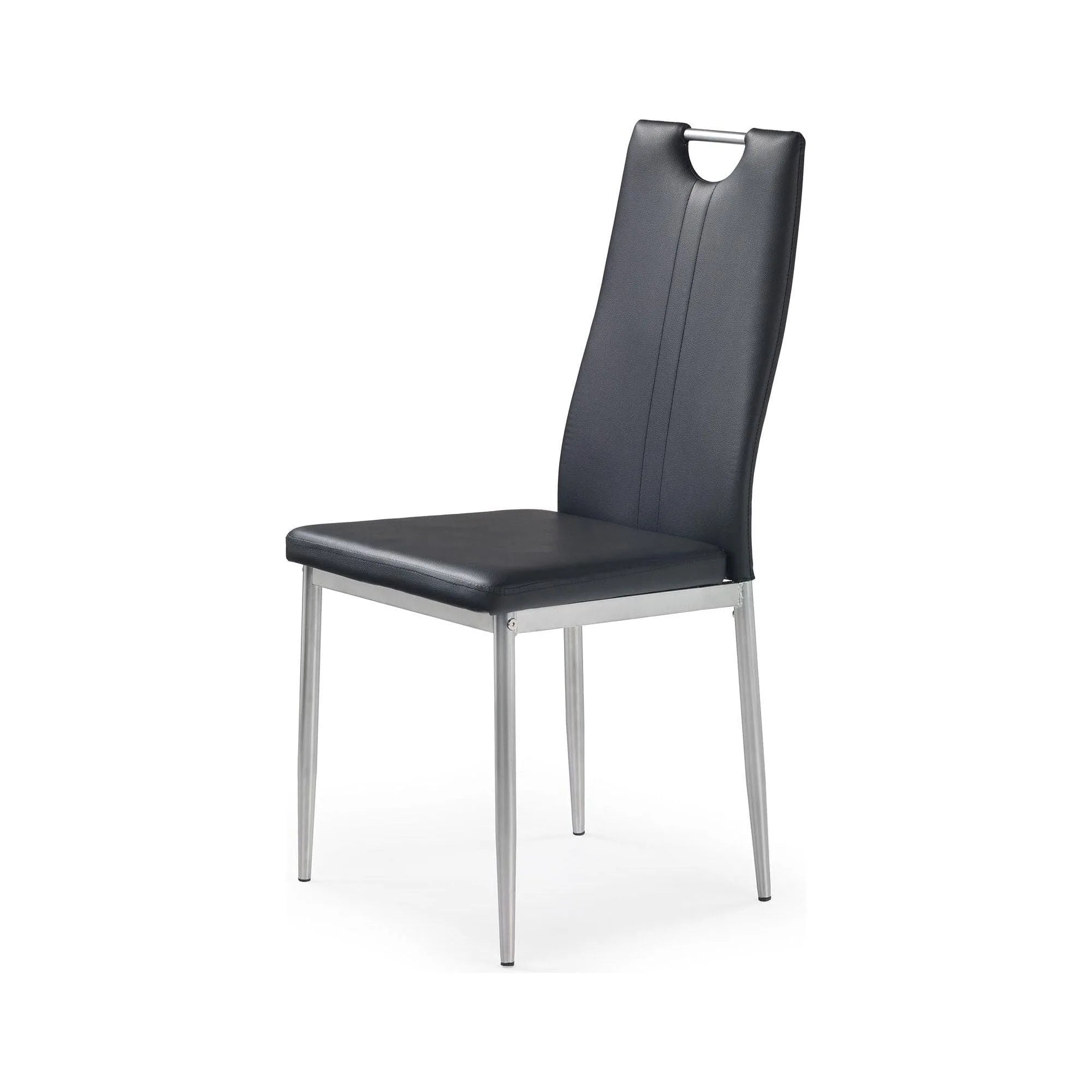 Scaune dining K202, negru/crom, piele ecologica/metal, 44X54X97 CM