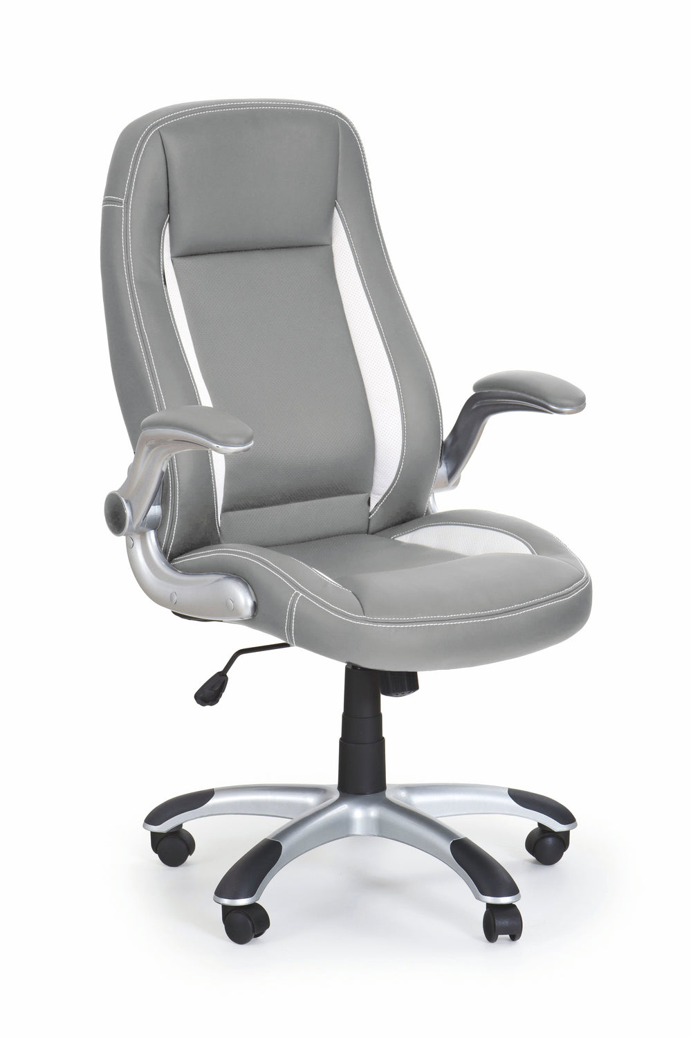 Scaun gaming SATURN, gri, piele ecologica perforata, 67x65x112/120 cm