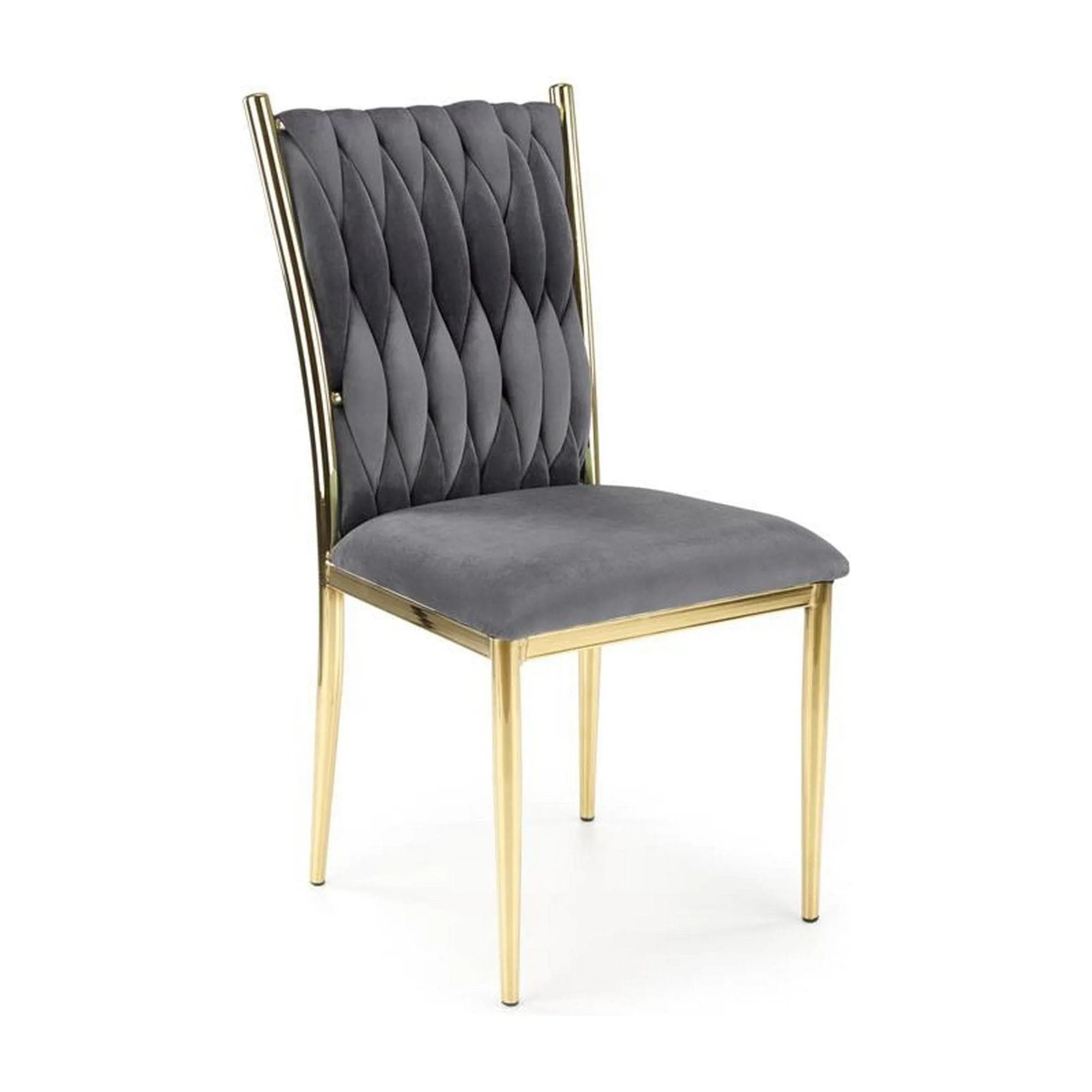 Scaun K436, gri/auriu, stofa catifelata/metal, 48x55x94 cm