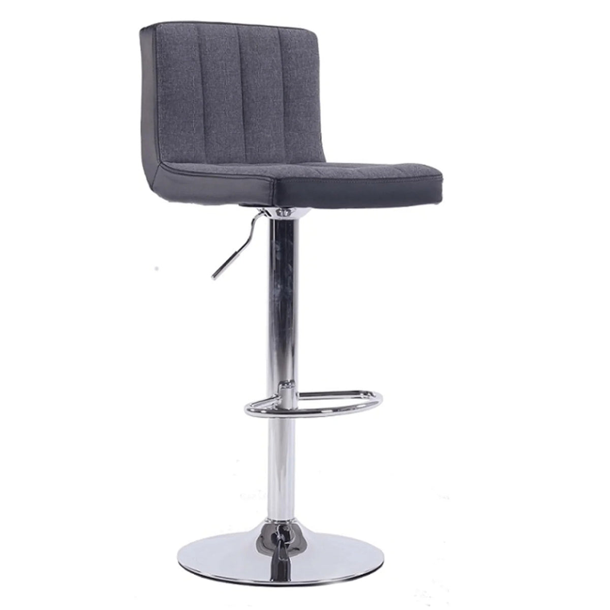 Scaun bar HILDA, gri/negru cromat, stofa clasica/piele ecologica/metal, 40x46x88/109 cm