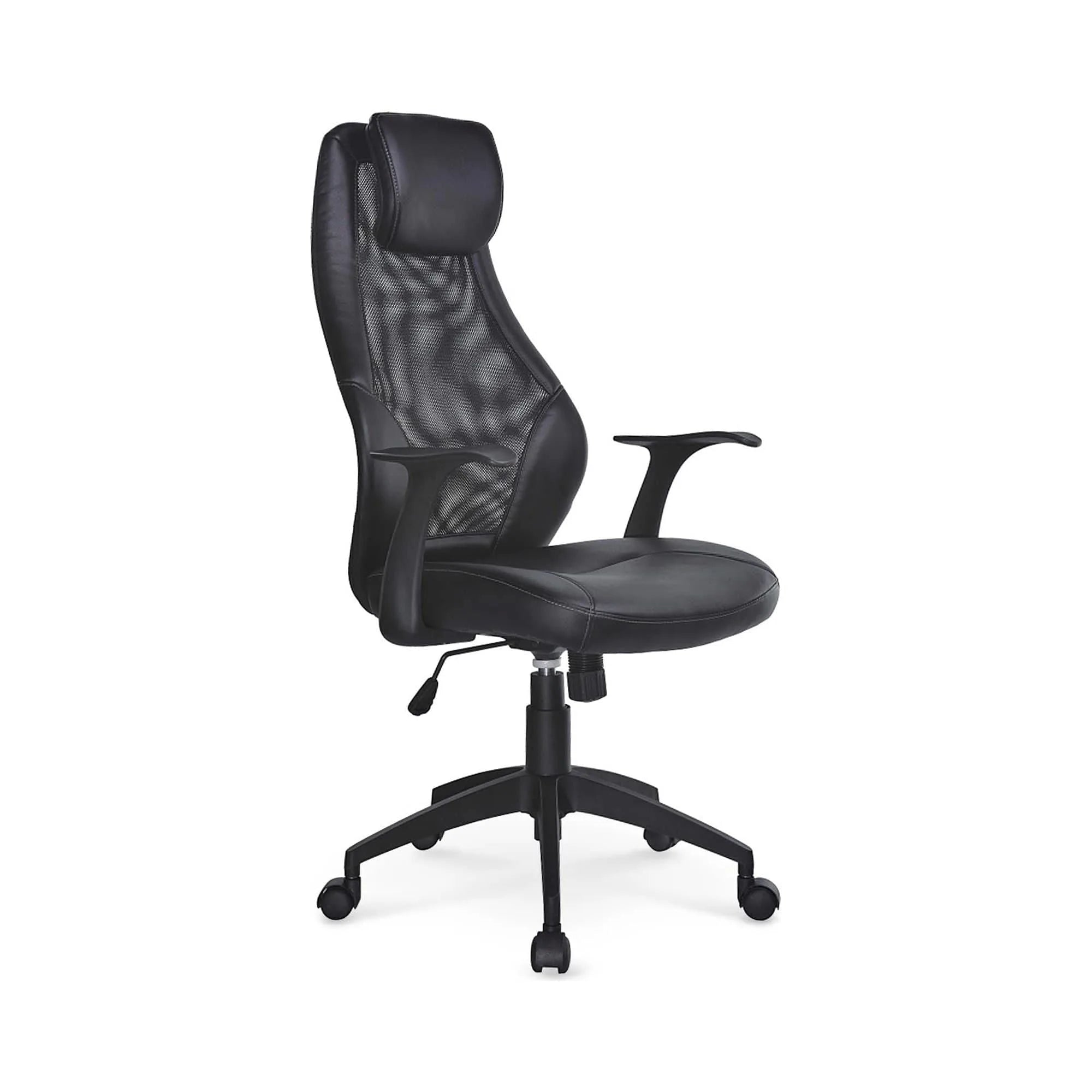 Scaun de birou TORINO, negru, piele ecologica/plasa, 64x63x114/124 cm