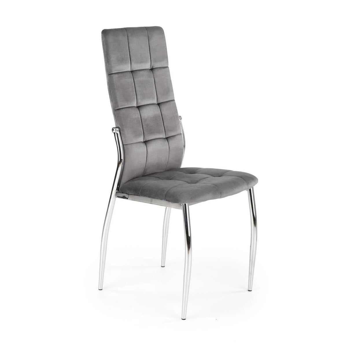 Scaun tapitat K416, gri/argintiu, stofa catifelata/metal, 43x54x101 cm