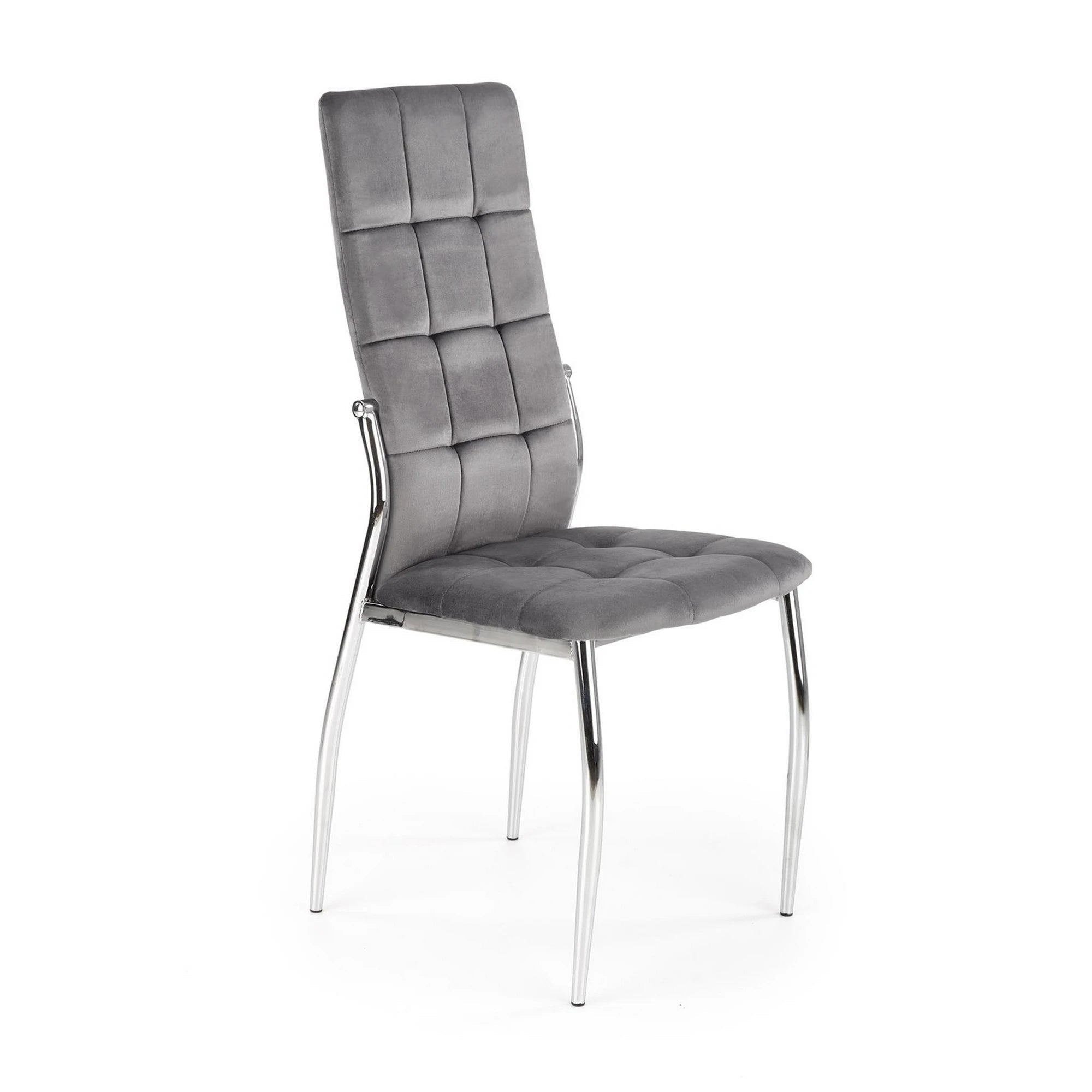Scaun tapitat K416, gri/argintiu, stofa catifelata/metal, 43x54x101 cm