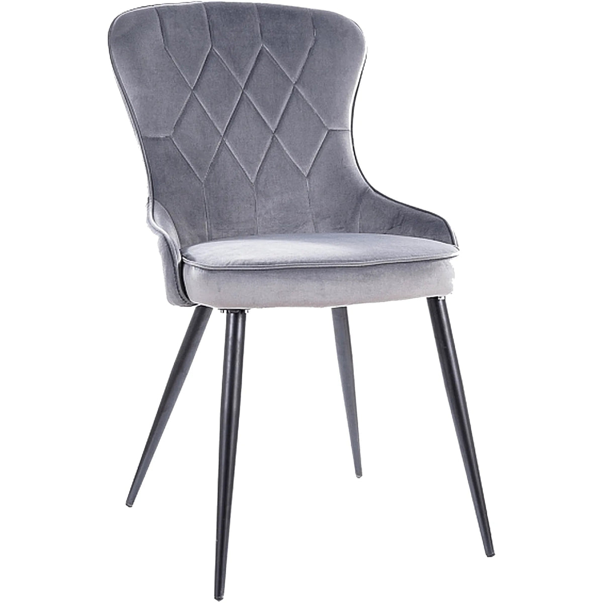 Scaun Lotus, gri/negru, stofa catifelata/metal, 52x45x91 cm