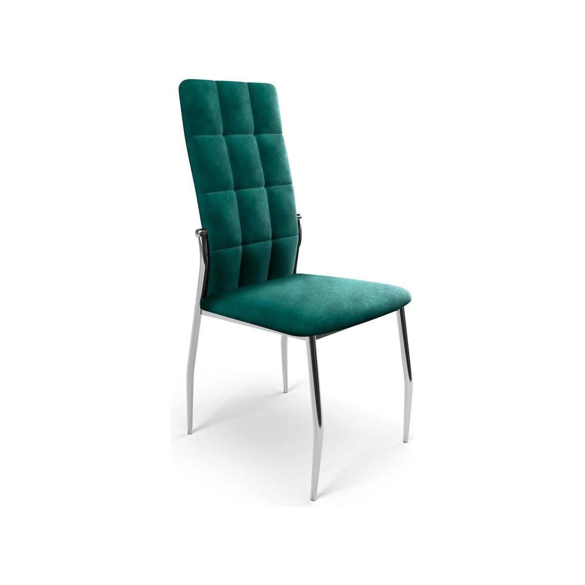 Scaun tapitat K416, verde inchis/crom, stofa catifelata/metal, 43x54x101 cm