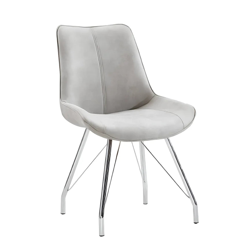 Scaun MADORA, gri/crom, textil cu efect de piele intoarsa/metal, 54x60x87 cm