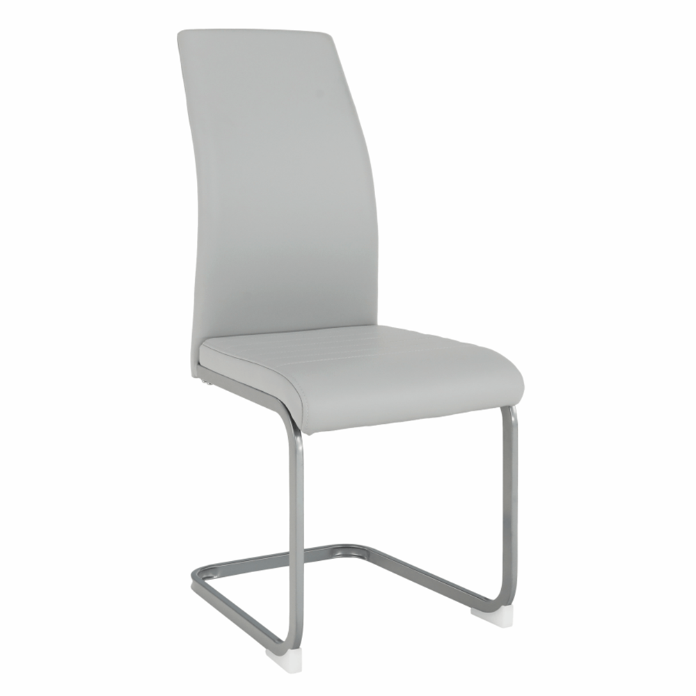 Scaun NOBATA, gri deschis, piele ecologica/metal, 42x56x99 cm