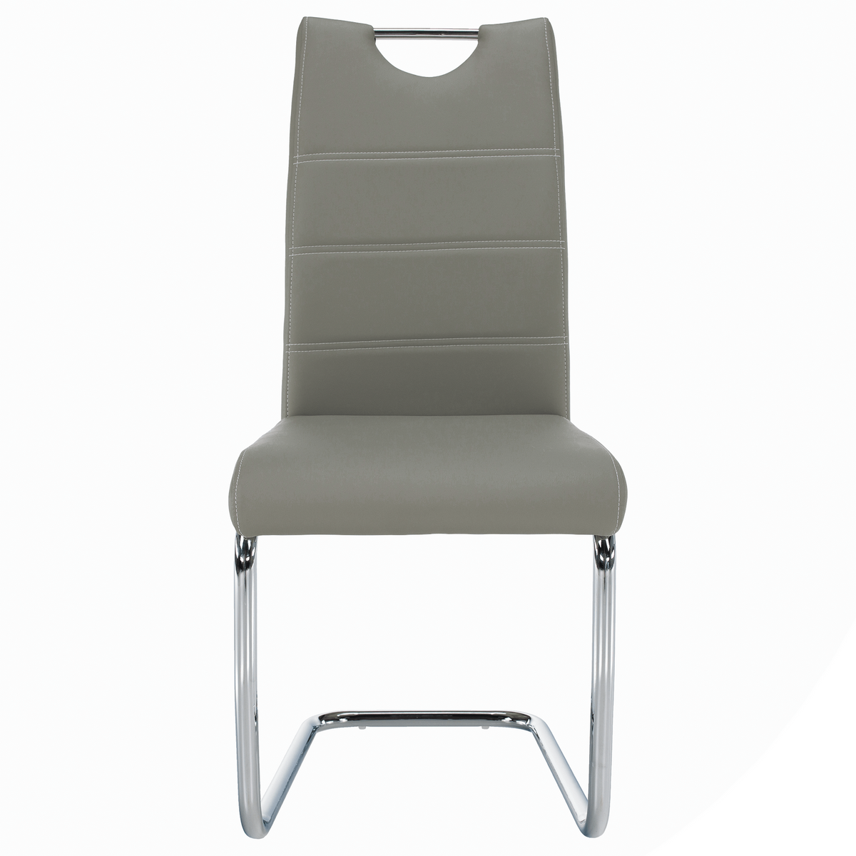 Scaun de bucatarie ABIRA NEW, gri deschis/crom, piele ecologica/metal, 43x44x96 cm