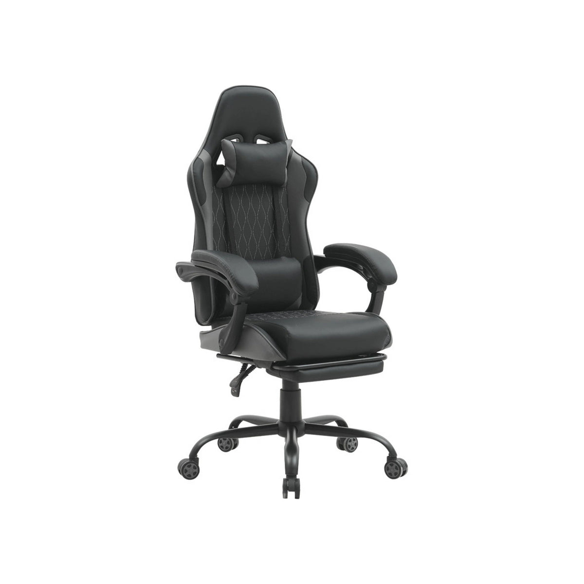 Scaun gaming G-TURBO, negru/gri, piele ecologica/metal, 65x64x125/135 cm