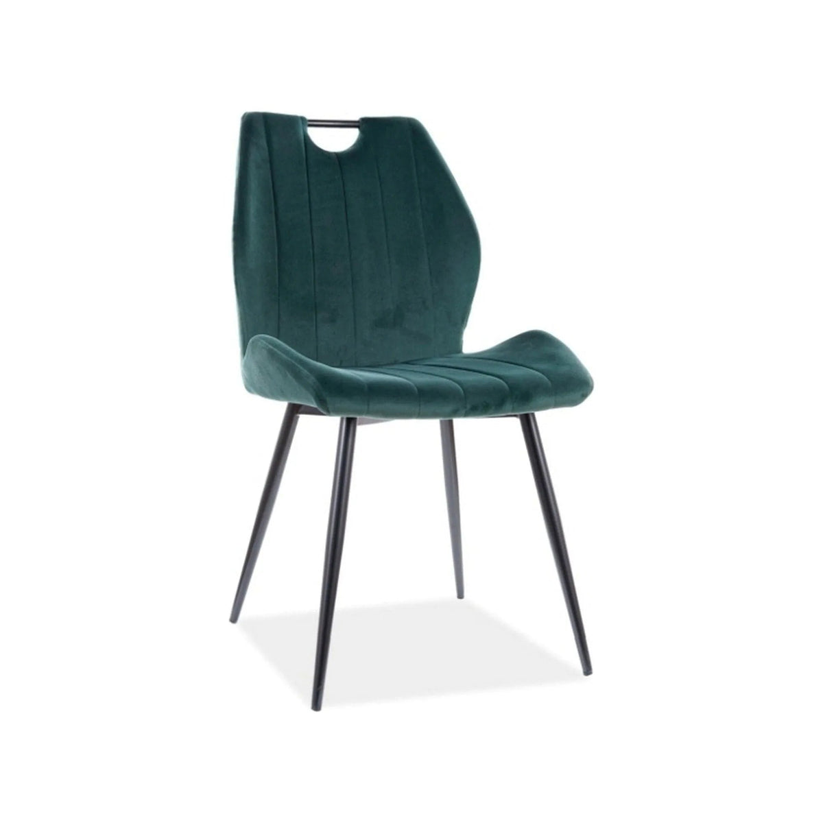 Scaun bucatarie elegant ARCO, verde inchis/negru, stofa/metal, 51x46x91 cm