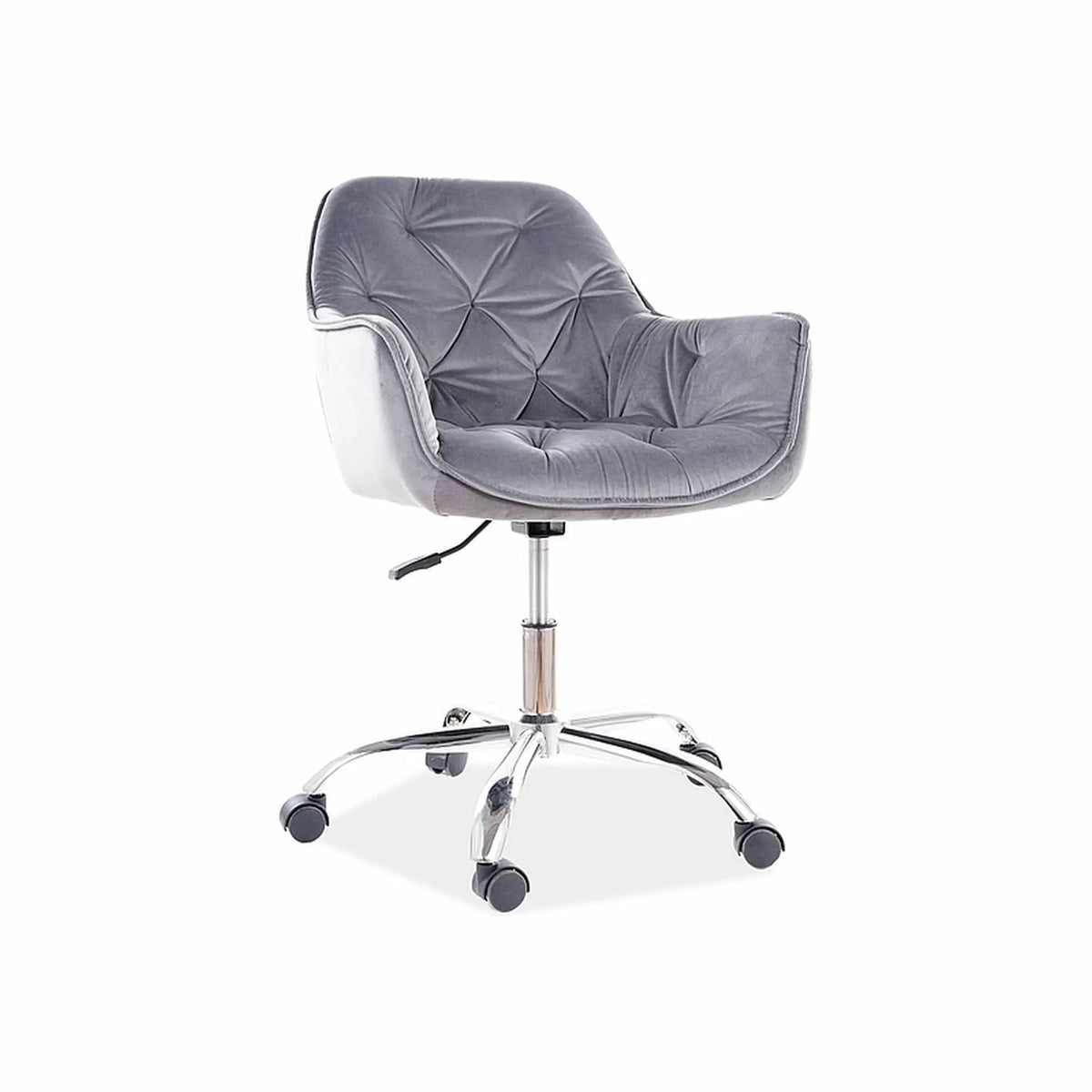 Scaun de birou Q-190, gri/crom, stofa catifelata/metal, 60x44x80/90 cm