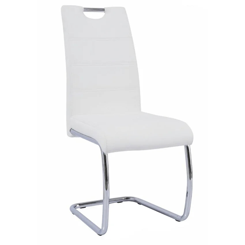Scaun ABIRA NEW, alb/crom, piele ecologica/metal, 43x44x96 cm