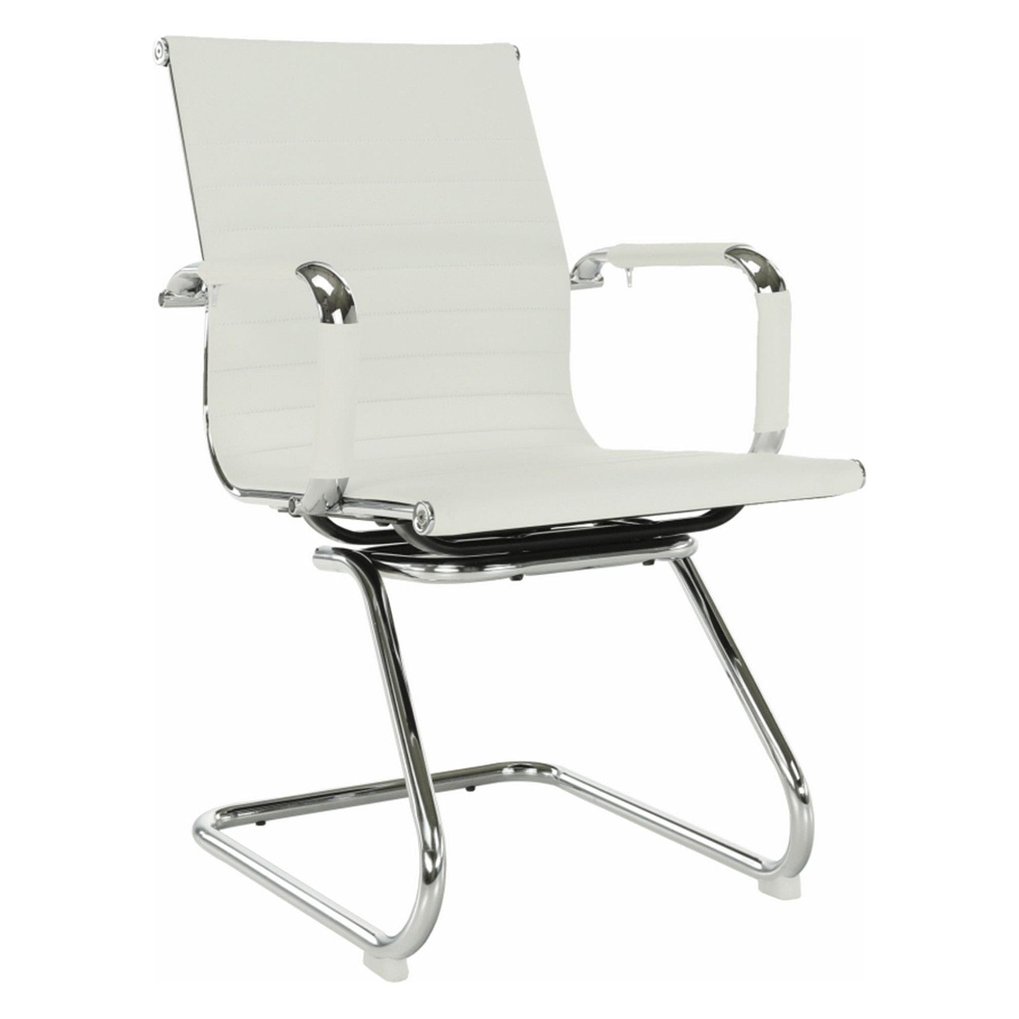 Scaun conferinta AZURE 2 NEW TYP 2, piele ecologica/metal, alb, 54.5x62.5x90.5 cm