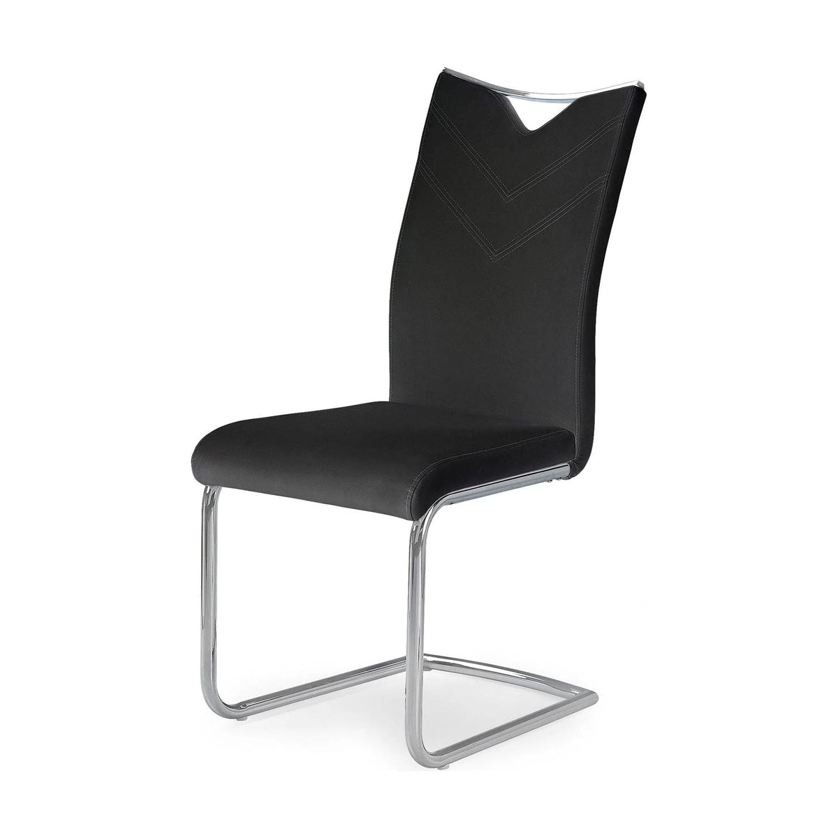 Scaun tapitat K224, negru/crom, piele ecologica/metal, 44X54X100 CM
