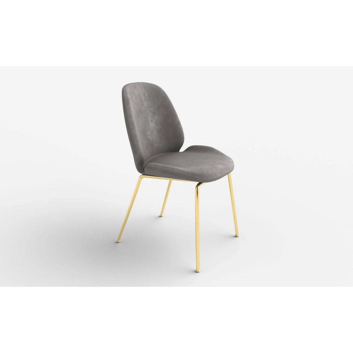 Scaun tapitat K381, gri/auriu, stofa catifelata/metal, 48x58x88 cm
