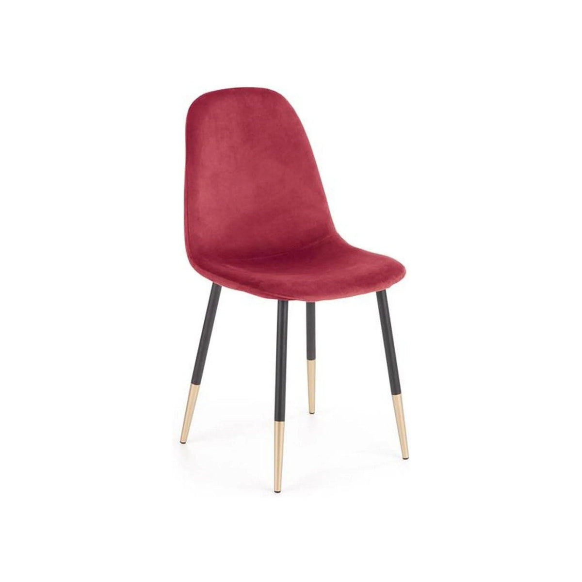 Scaun tapitat K379, rosu/negru, stofa catifelata/metal, 45x48x88 cm