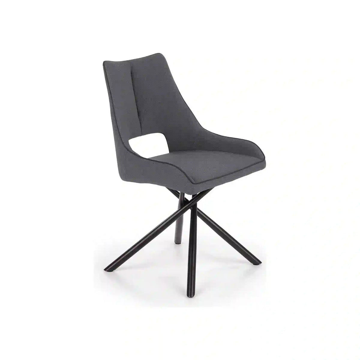 Scaun tapitat K409, gri inchis/negru, stofa clasica/metal, 49x52x84 cm