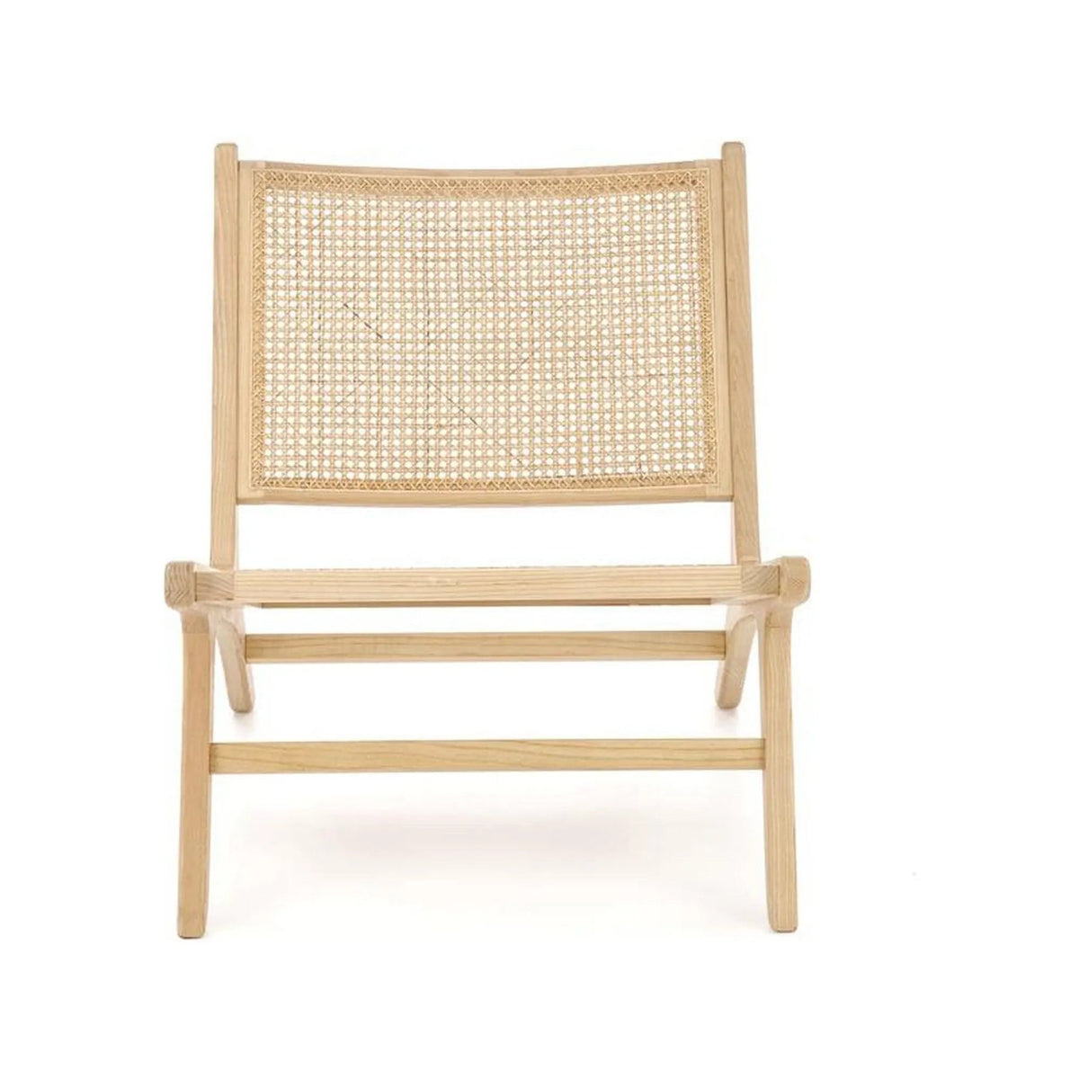 Scaun de gradina FODEN 2, stejar deschis, ratan natural/lemn, 65x82x74 cm