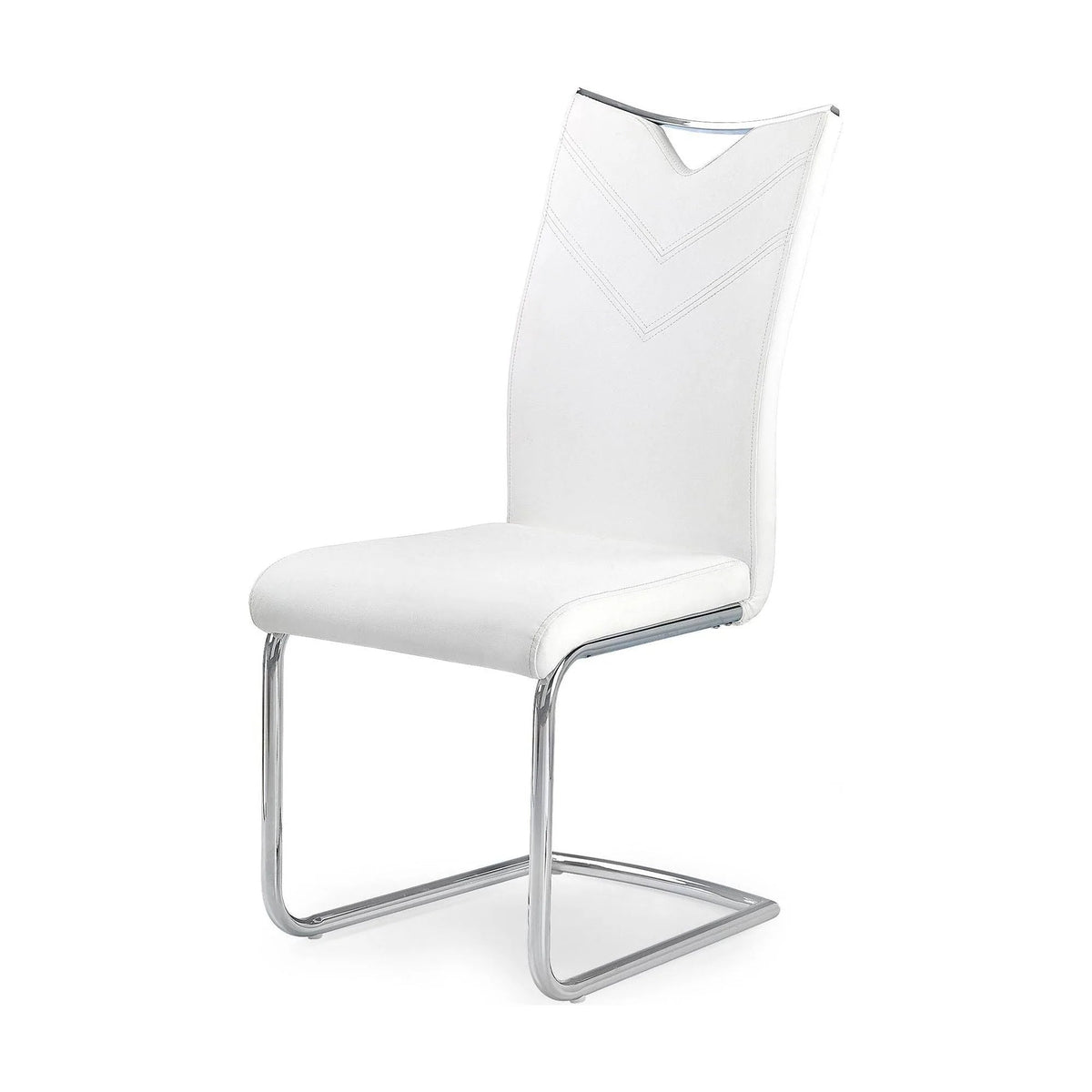 Scaun tapitat K224, alb/crom, piele ecologica/metal, 44X54X100 CM