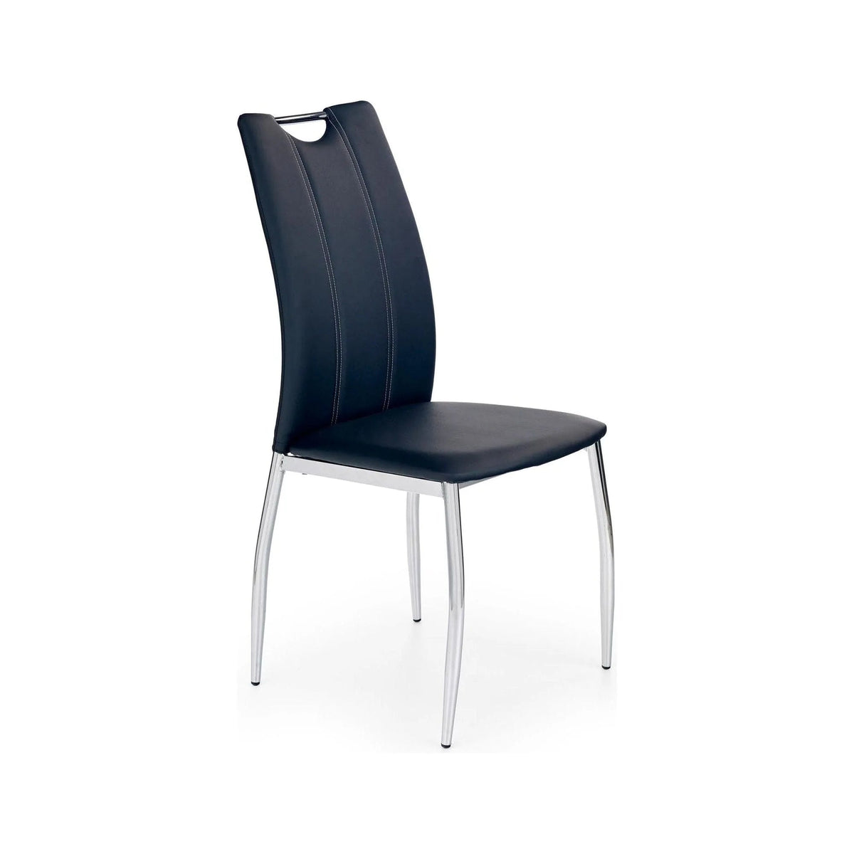 Scaun tapitat K187, negru/crom, piele ecologica/metal, 46x56x97 cm